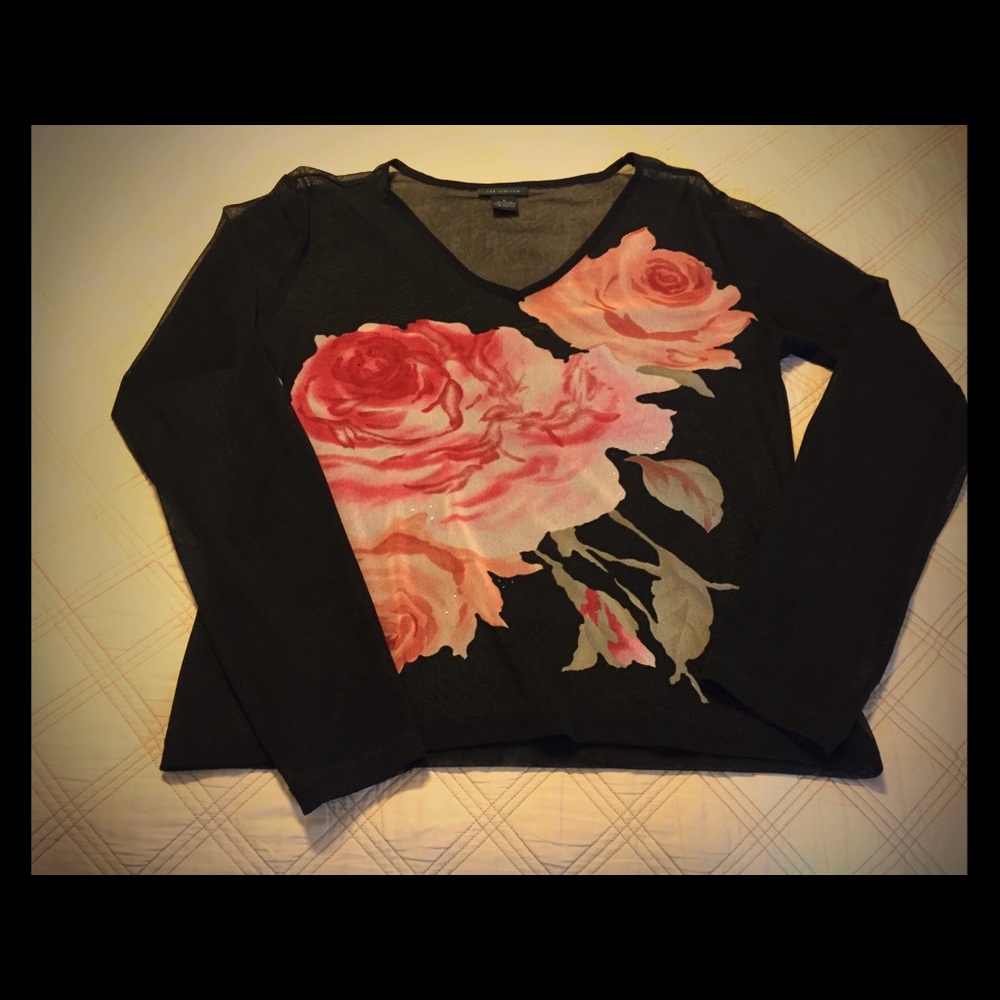Black sheer floral top from The Limited-size M